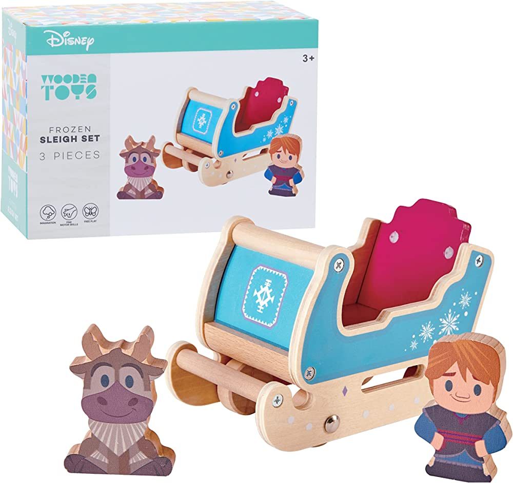 Just Play Disney Wooden Toys Frozen Sleigh, Figures and Playset, Includes 2 Wooden Block Figures ... | Amazon (US)