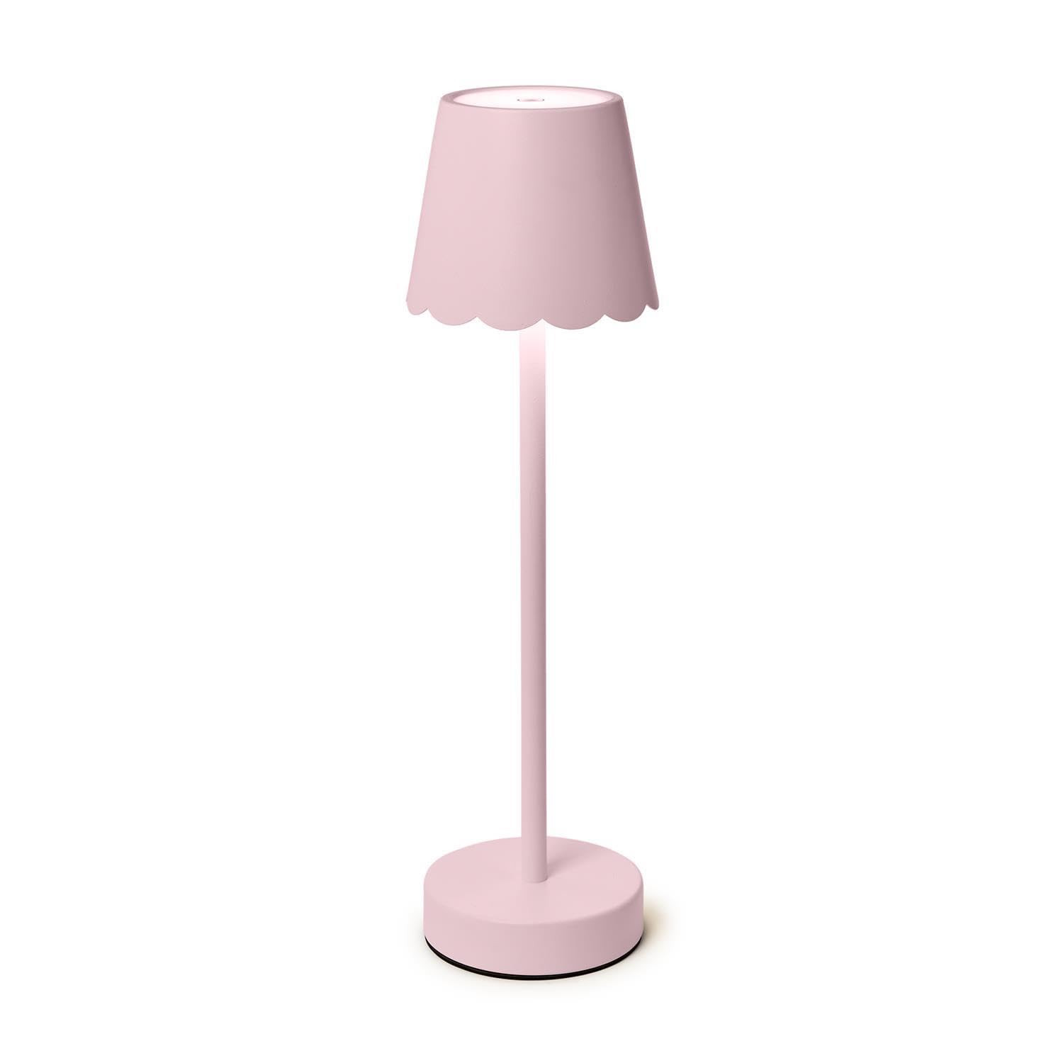 Two's Company Scalloped Edge Shade LED Cordless Table Lamp, 14-Inch, Pink | Amazon (US)