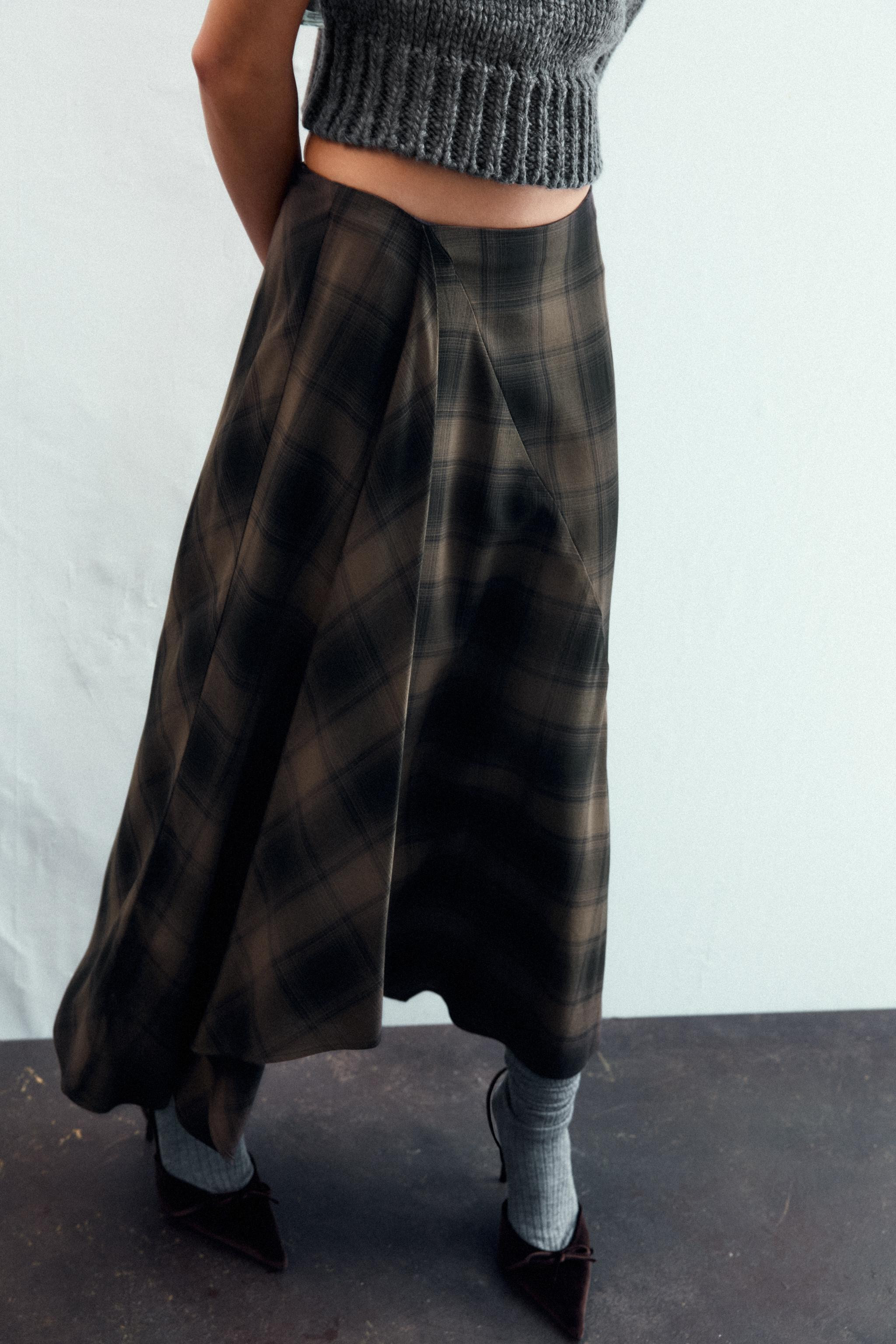 PLAID MIDI SKIRT | Zara US