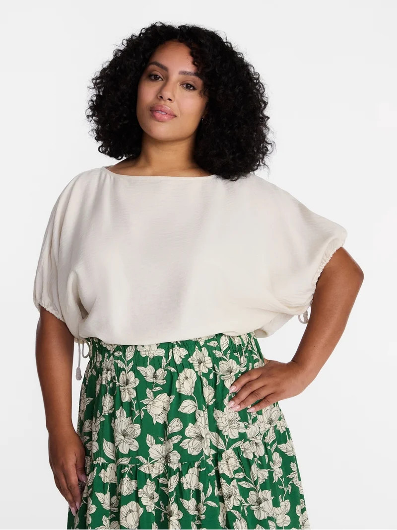 Time and Tru Women's Boatneck Top with Dolman Sleeves, Sizes XS-XXXL | Walmart (US)