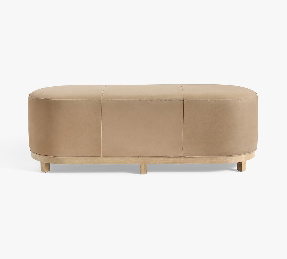 Jake Leather Wood Base Bench (56.5") | Pottery Barn (US)