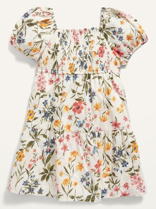 Smocked Puff-Sleeve Swiss Dot Babydoll Dress for Toddler Girls | Old Navy (US)