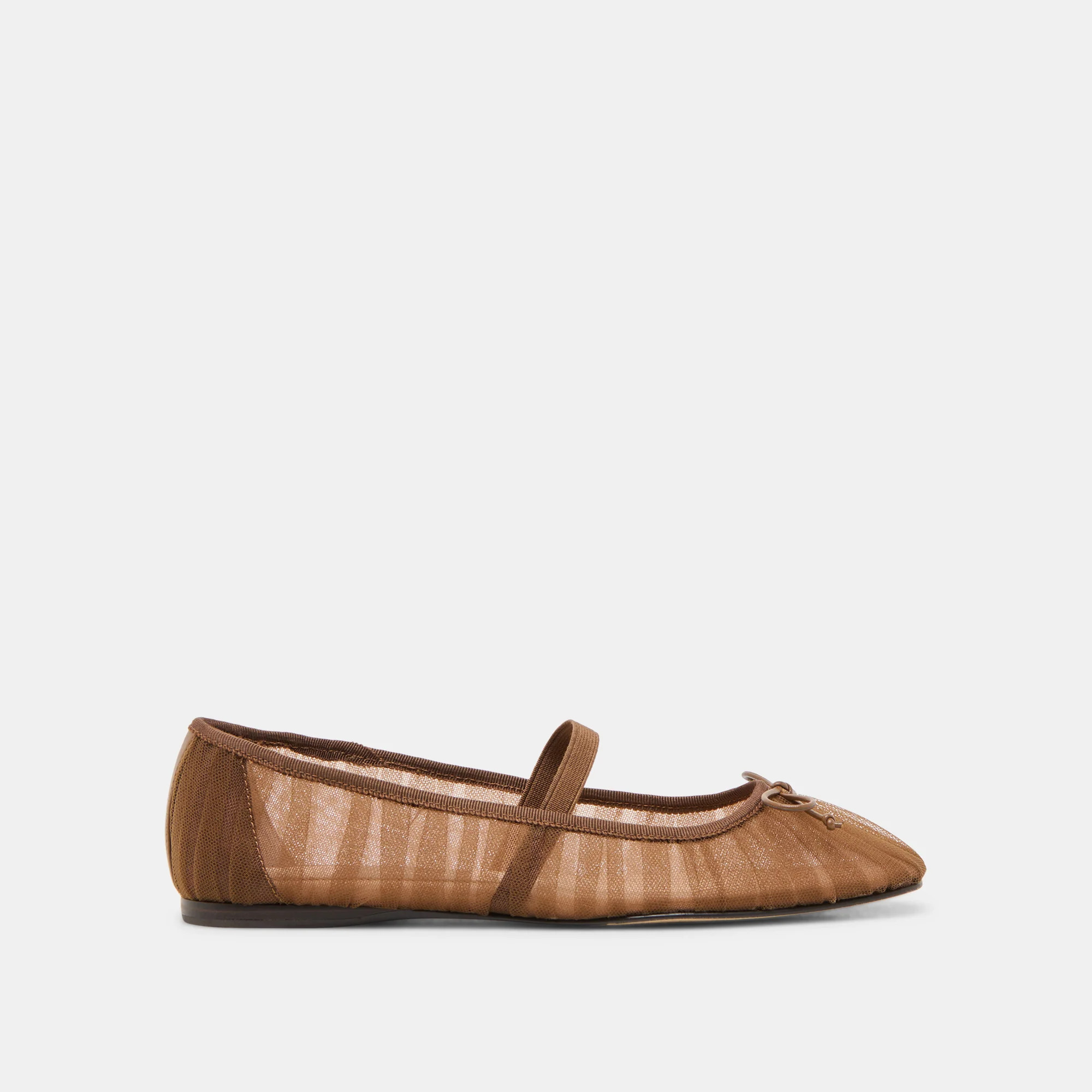 Raeven Mid Brown Tulle Ballet Flats | Dolce Vita | DolceVita.com