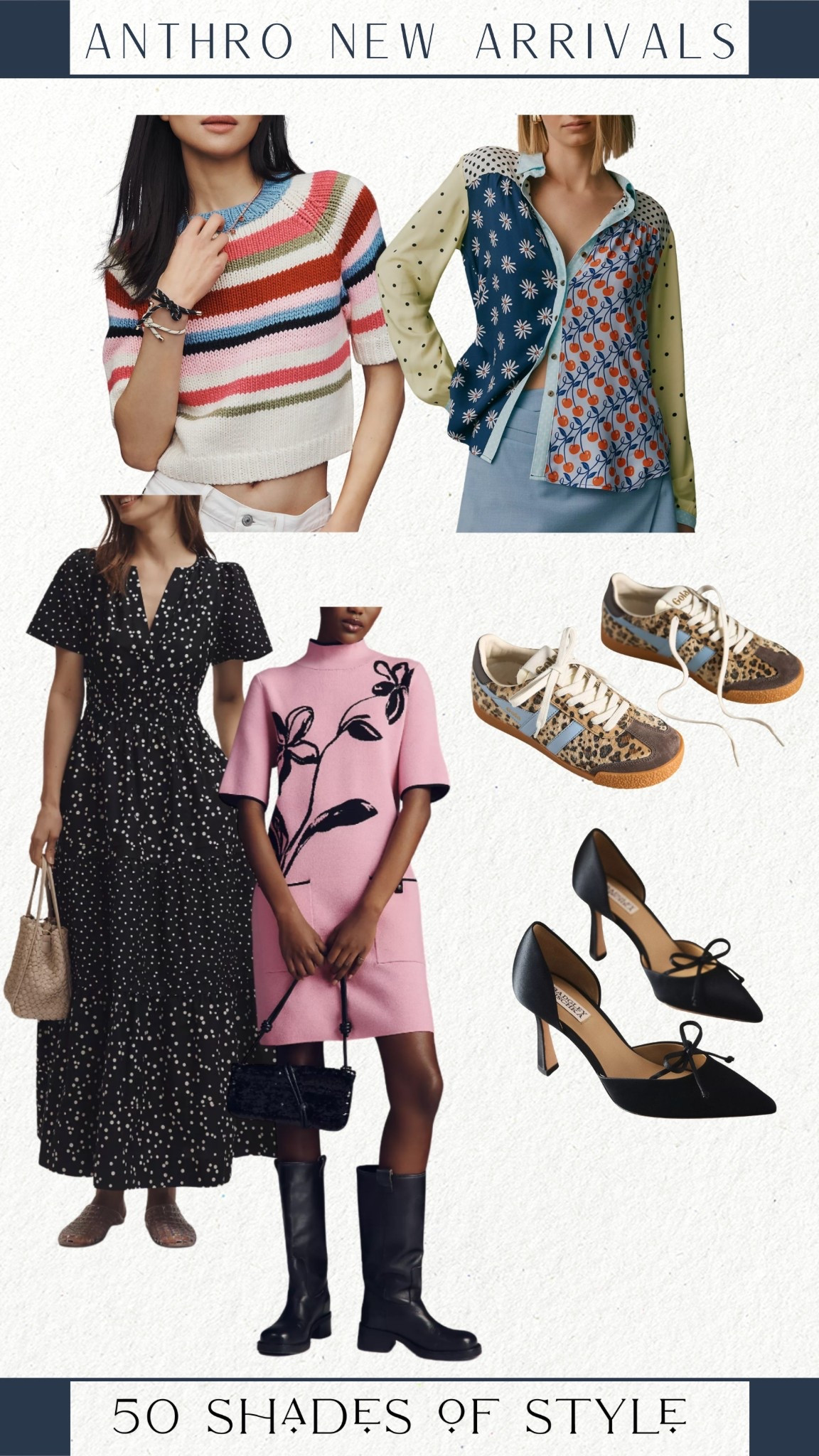 black dress, pink dress, black heels, leopard sneakers, striped sweater, patchwork top, anthropologie, spring outfit

#LTKOver40 #LTKootd #LTKSeasonal