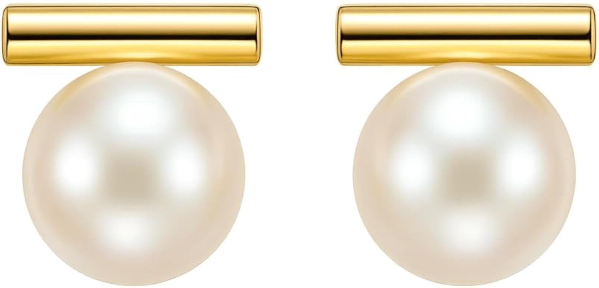 18K Gold Pearl Ball Stud Earrings for Women, Minimalist Small Dainty Pearl Studs Cute Post Earrin... | Amazon (US)