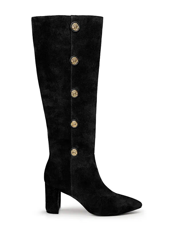Octavie Knee-High Boot in Black Suede | L'AGENCE | L'Agence
