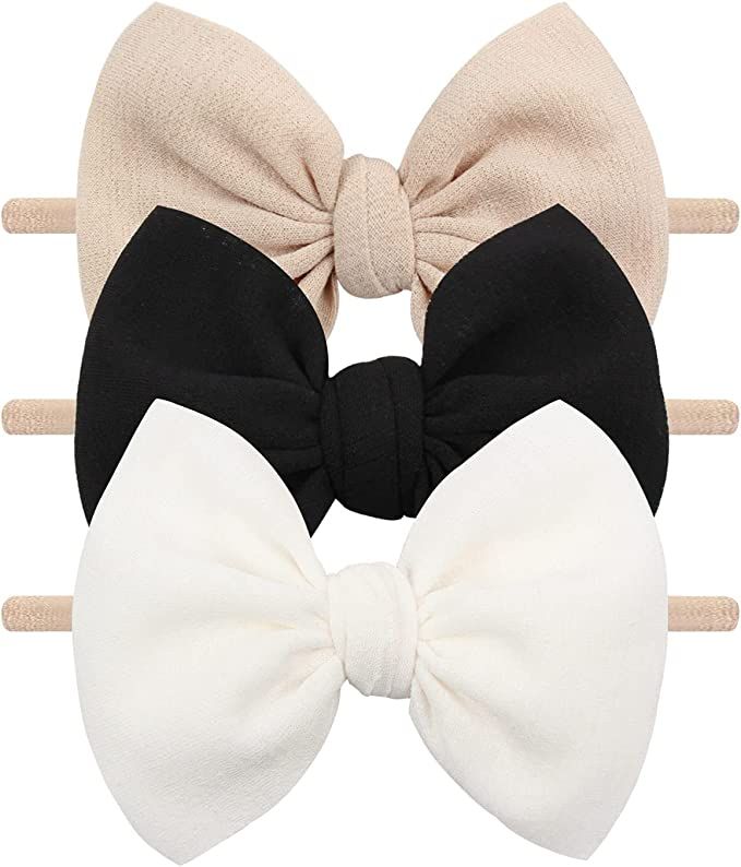 Baby Girls Nylon Headbands YanJie Newborn Bows Handmade Hair Bows Hairbands Hair Accessories for ... | Amazon (US)