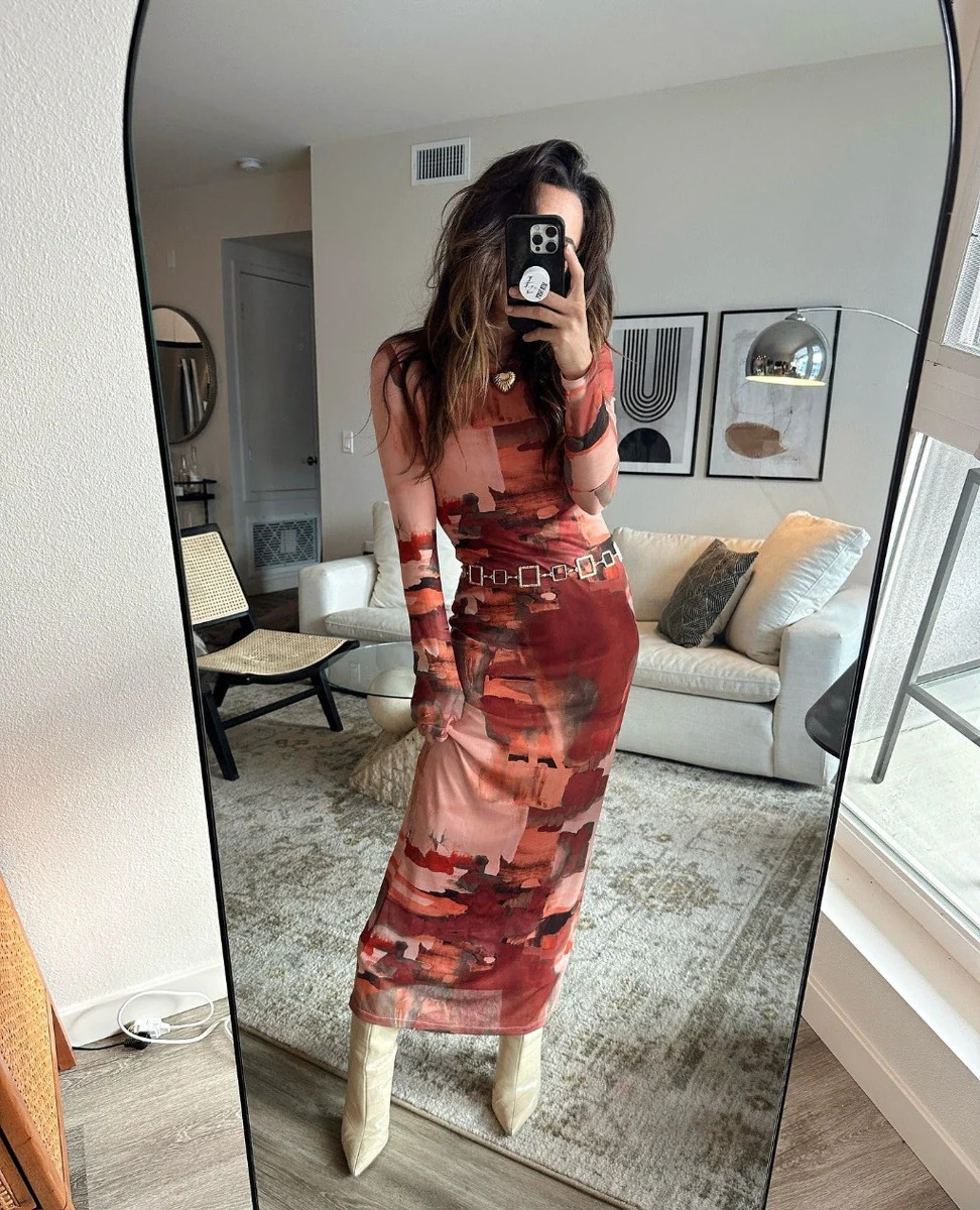 Casanova Printed Mesh Maxi Dress | 12th Tribe