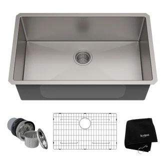 30" Single Basin 16 Gauge Stainless Steel Kitchen Sink for Undermount Installations - Basin Rack ... | Build.com, Inc.
