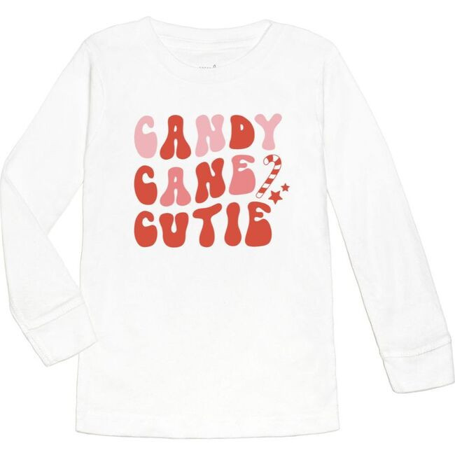 Candy Cane Cutie Christmas Long Sleeve Shirt, White | Maisonette
