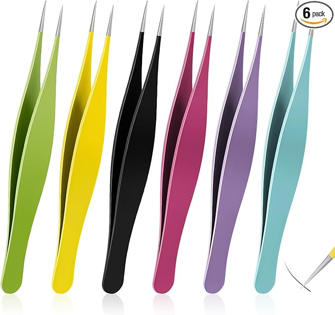 6-Piece Needle Nose Tweezers - Precision Fine Point Tip - Stainless Steel - Blackhead Remover for... | Amazon (US)