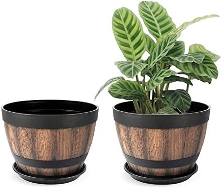 9 Inch Plant Pots with Drainage Holes & Saucer,2 Pack Decoration Flower Pots Canbe Used for Indoo... | Amazon (US)