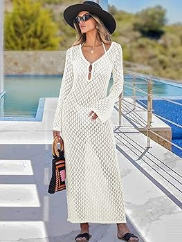 ANRABESS Women Swimsuit Swim Crochet Cover Up Knit Bathing Suit Swimwear 2025 Summer Bodycon Beac... | Amazon (US)