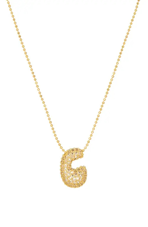 MARLYN SCHIFF Pavé Bubble Initial Pendant Necklace in Gold C at Nordstrom | Nordstrom