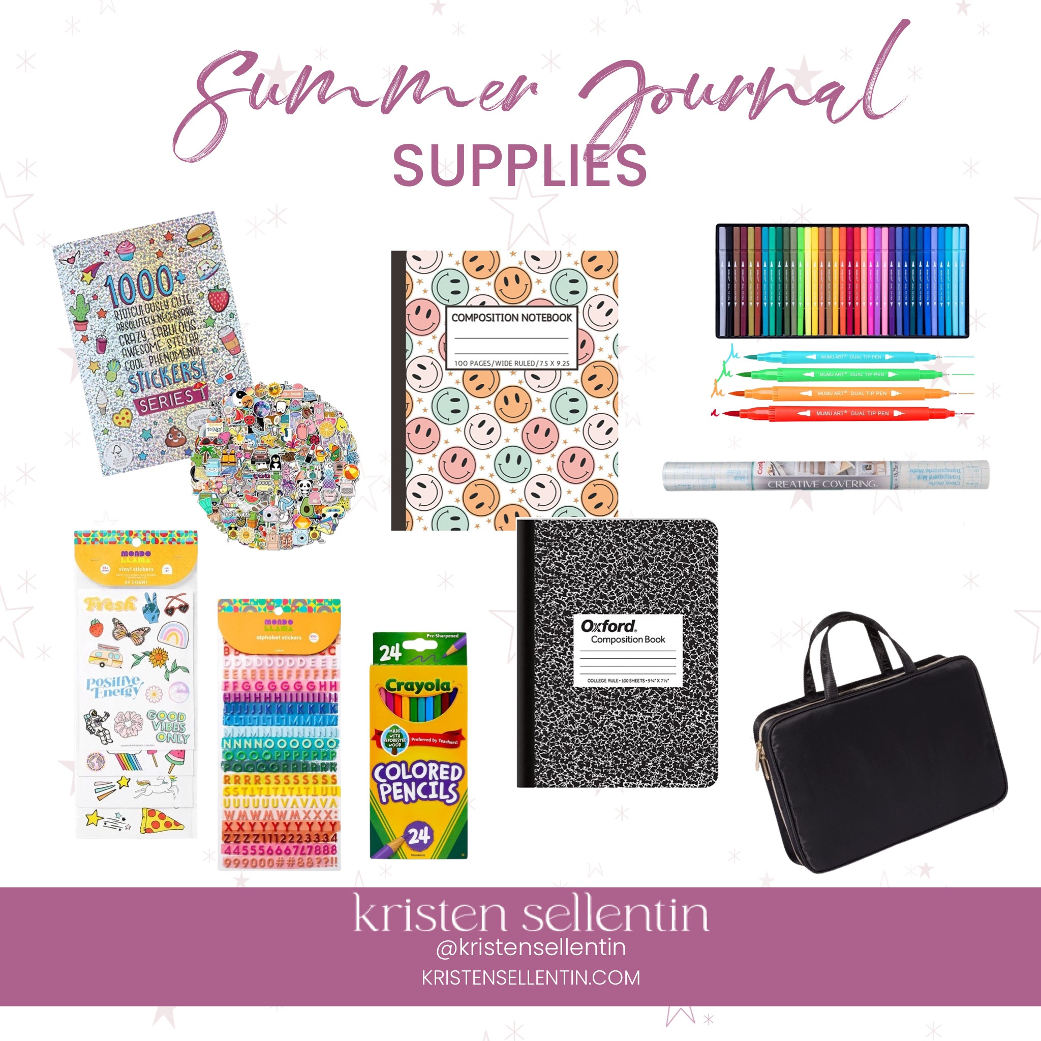 Summer Journal Supplies 

One of the first things we do after arriving at Gaga & Papa’s house is starting the kids summer journals.  My kids write a journal entry each morning at breakfast.  They use fine tip markers, colored pencils & stickers to jazz up each entry.
Summer Journaling is a great way to keep your kids working on their writing and comprehension skills throughout the summer & you are left with the cutest  keepsake!

#LTKkids #LTKfamily #LTKhome