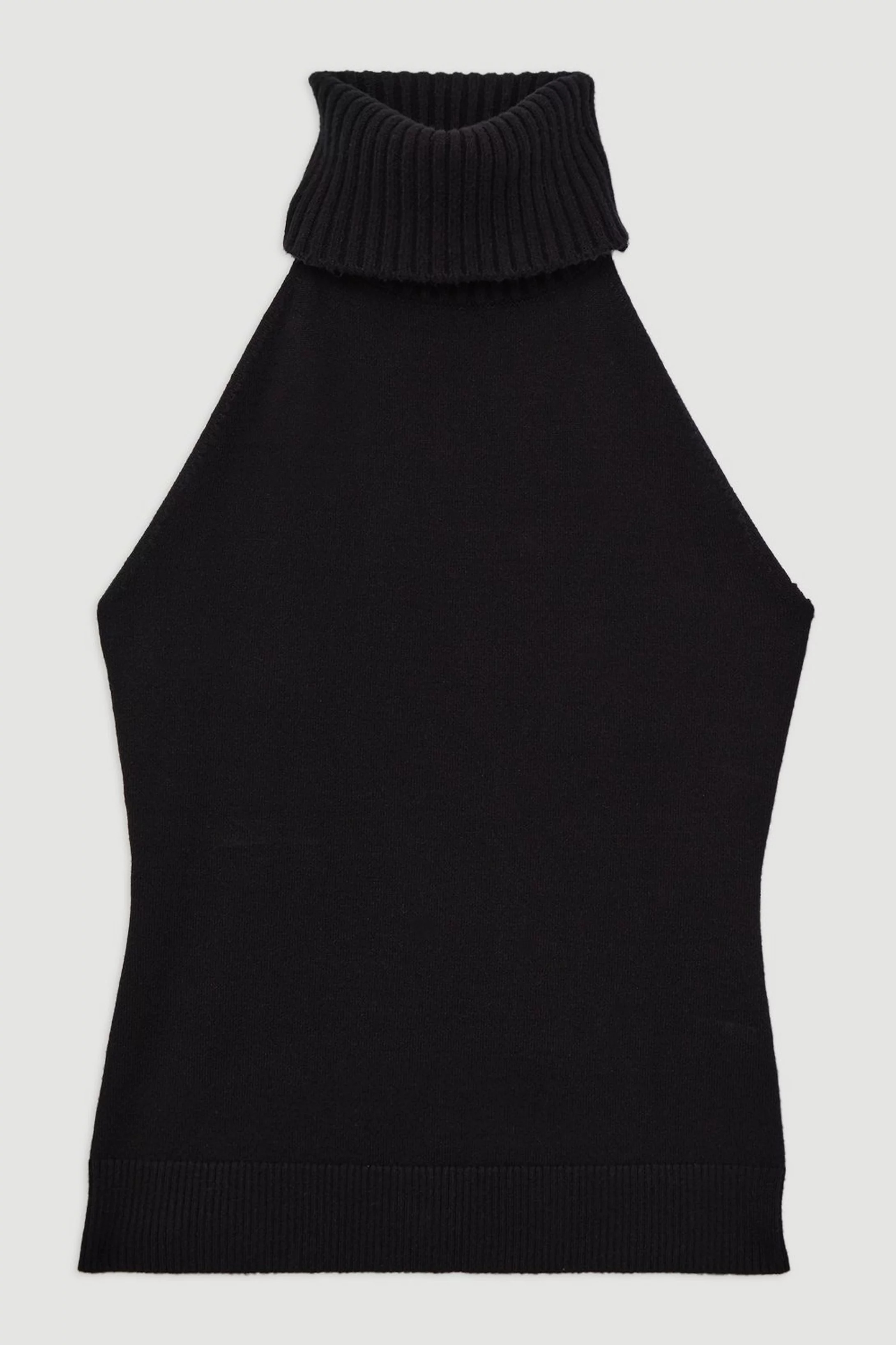 Sleeveless Viscose Blend Roll Neck Knit Jumper | Karen Millen UK + IE + DE + NL