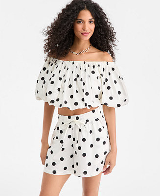 Women's Polka-Dot Cotton Pull-On Shorts, Macy's Exclusive | Macy's