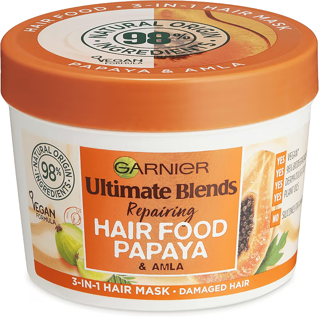 Garnier Ultimate Blends Hair Food Papaya 3-in-1 Damaged Hair Mask Treatment 390ml | Amazon (US)