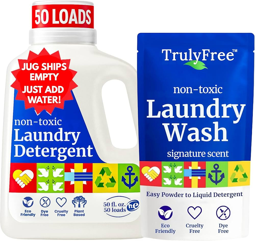 Truly Free Natural Laundry Detergent for Sensitive Skin | Eco Friendly, Plant Based, Baby Clothes... | Amazon (US)