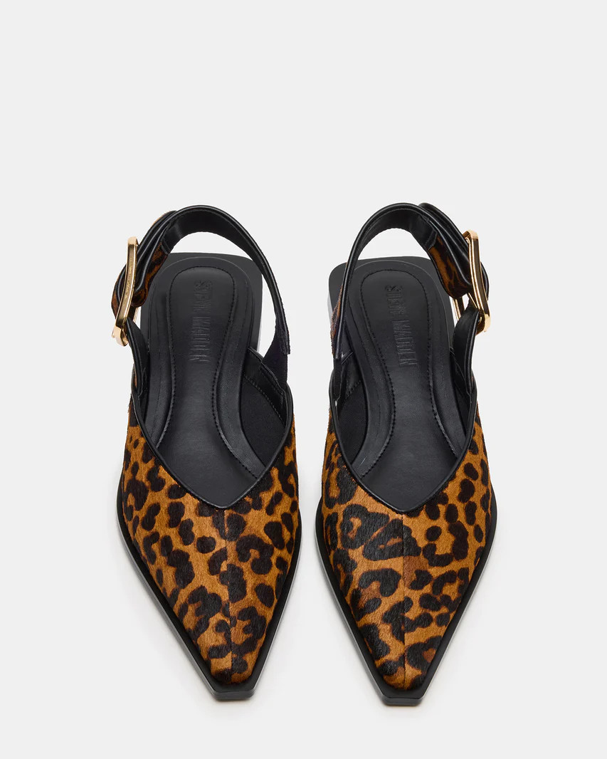 SHAY Leopard Pointed-Toe Slingback Ballet Women's Flat | Steve Madden (US)