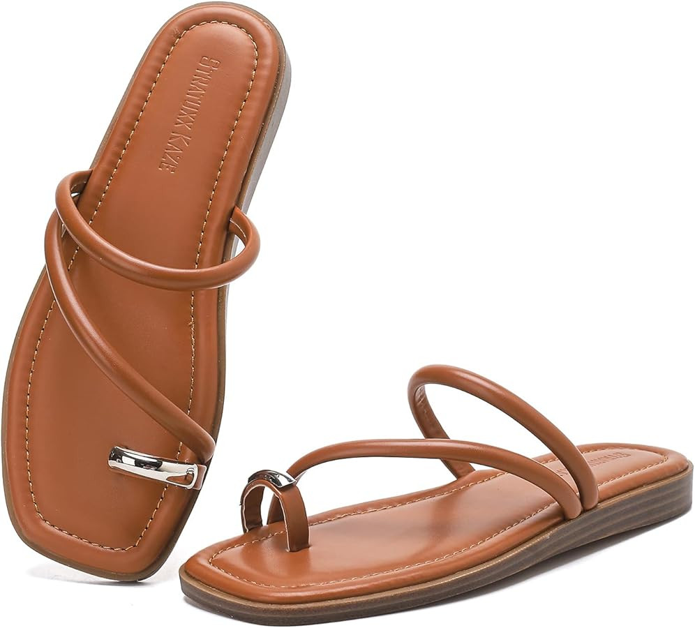 Stratuxx Kaze Womens Toe Ring Sandal Vacation Beach Shoes Womens Flats Comfortable Dressy Strappy... | Amazon (US)