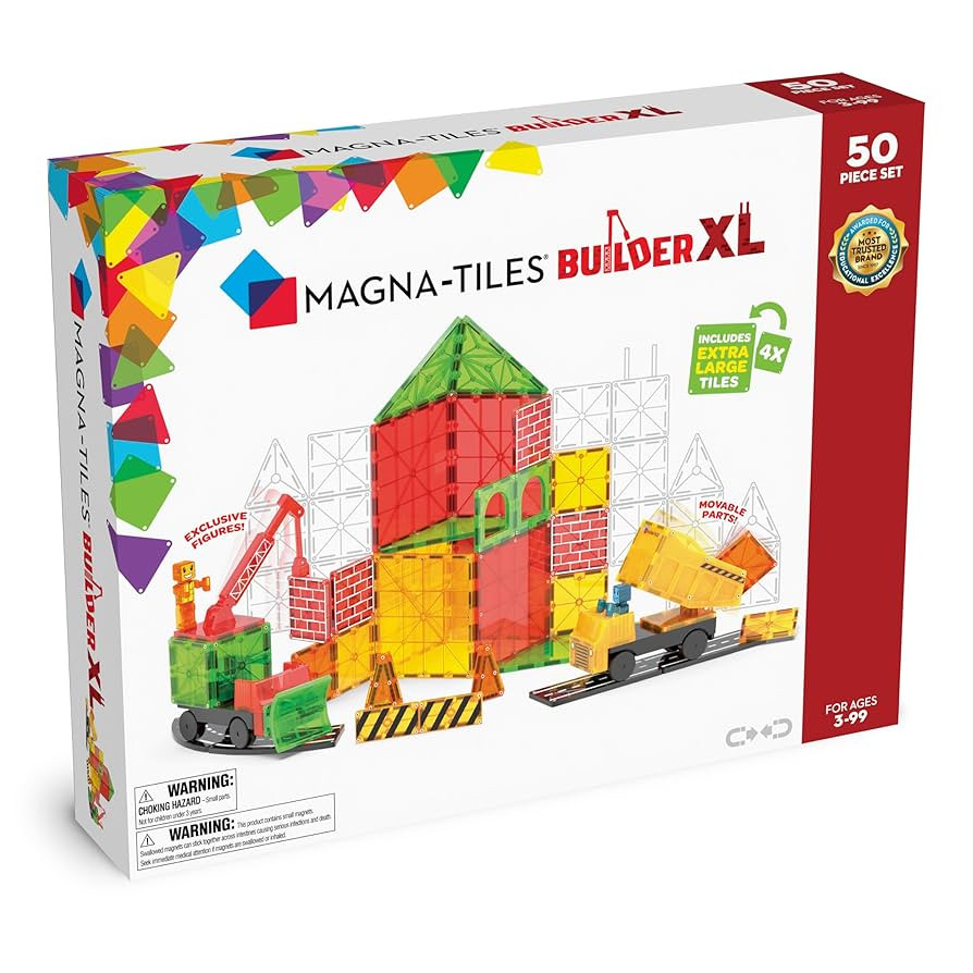 MAGNA-TILES Builder XL 50-Piece Magnetic Construction Set, The Original Magnetic Building Brand | Amazon (US)