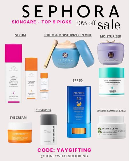 Serums by drunk elephant 

Tatcha serum and moisturizer in one is phenomenal 

Shishido, SPF 50 I love it 

Favorite moisturizers by Tatcha and drunk elephant 

Eye cream by ole Hendrickson

Dermatological cleanser is so good 

Green clean pharmacy is great for make up remover 
