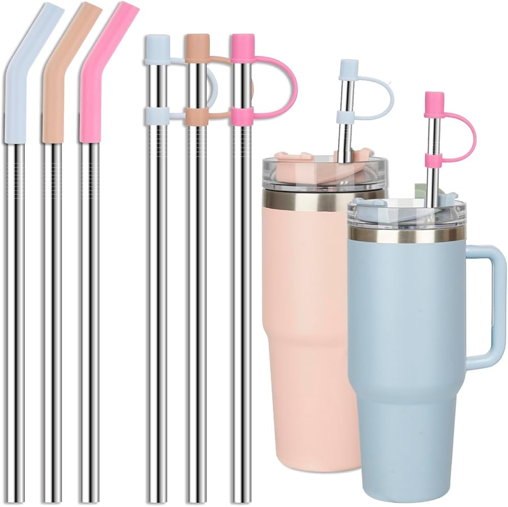 Jetstop 6 Straws with Cover for Stanley Tumbler Straw Replacement - Reusable Stainless steel Meta... | Amazon (US)