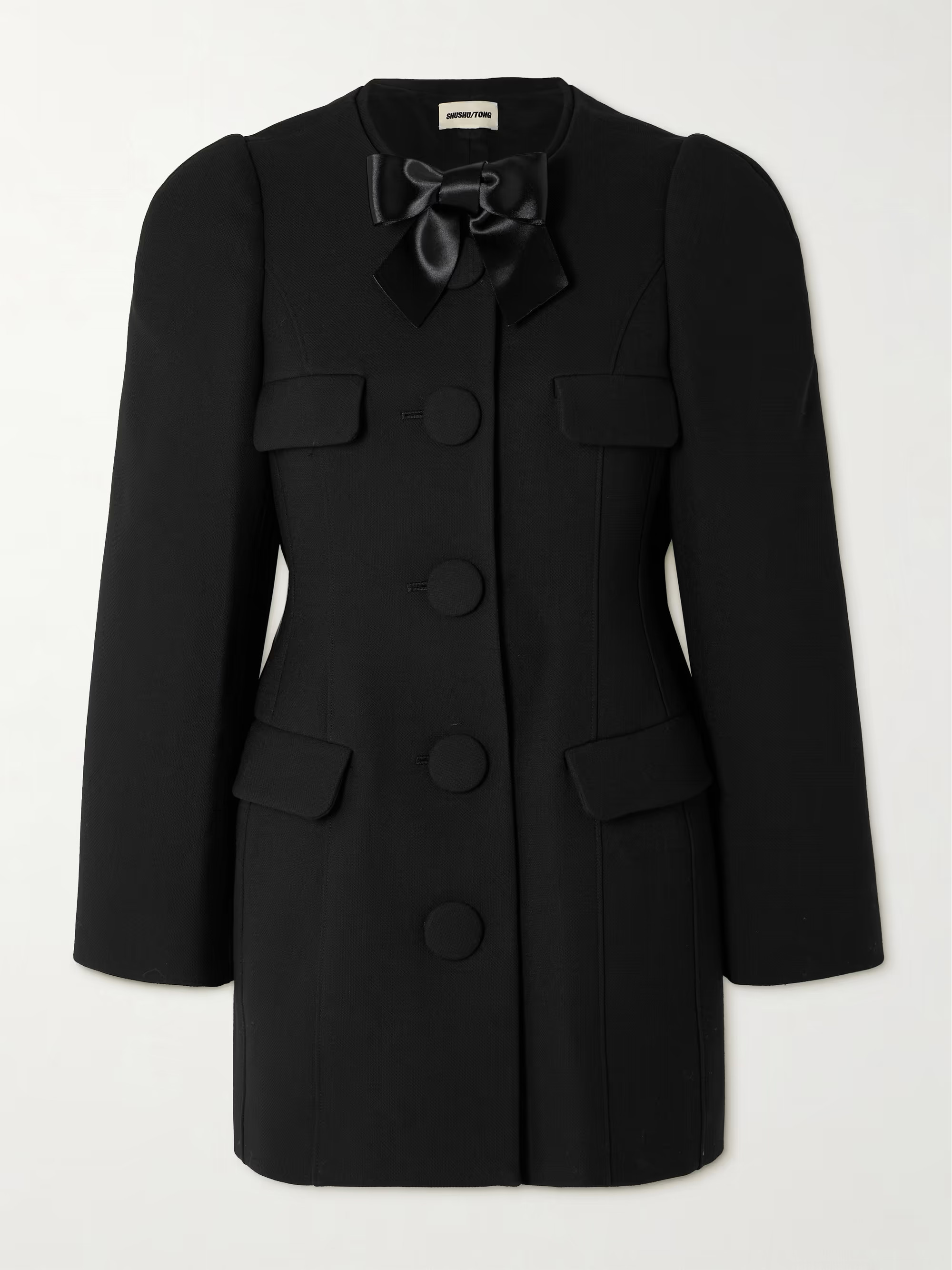 Bow-detailed satin-trimmed twill jacket | NET-A-PORTER (US)