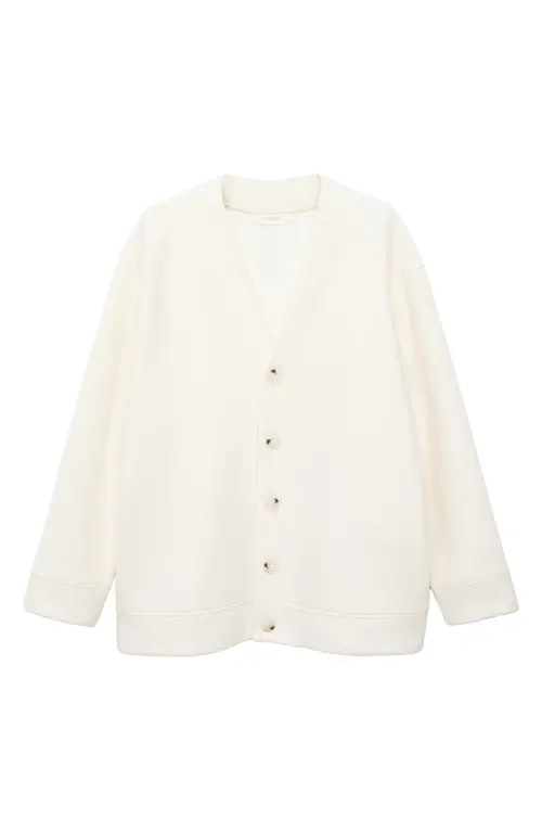 MANGO Cotton & Wool Blend Cardigan in Ivory White at Nordstrom, Size Small | Nordstrom