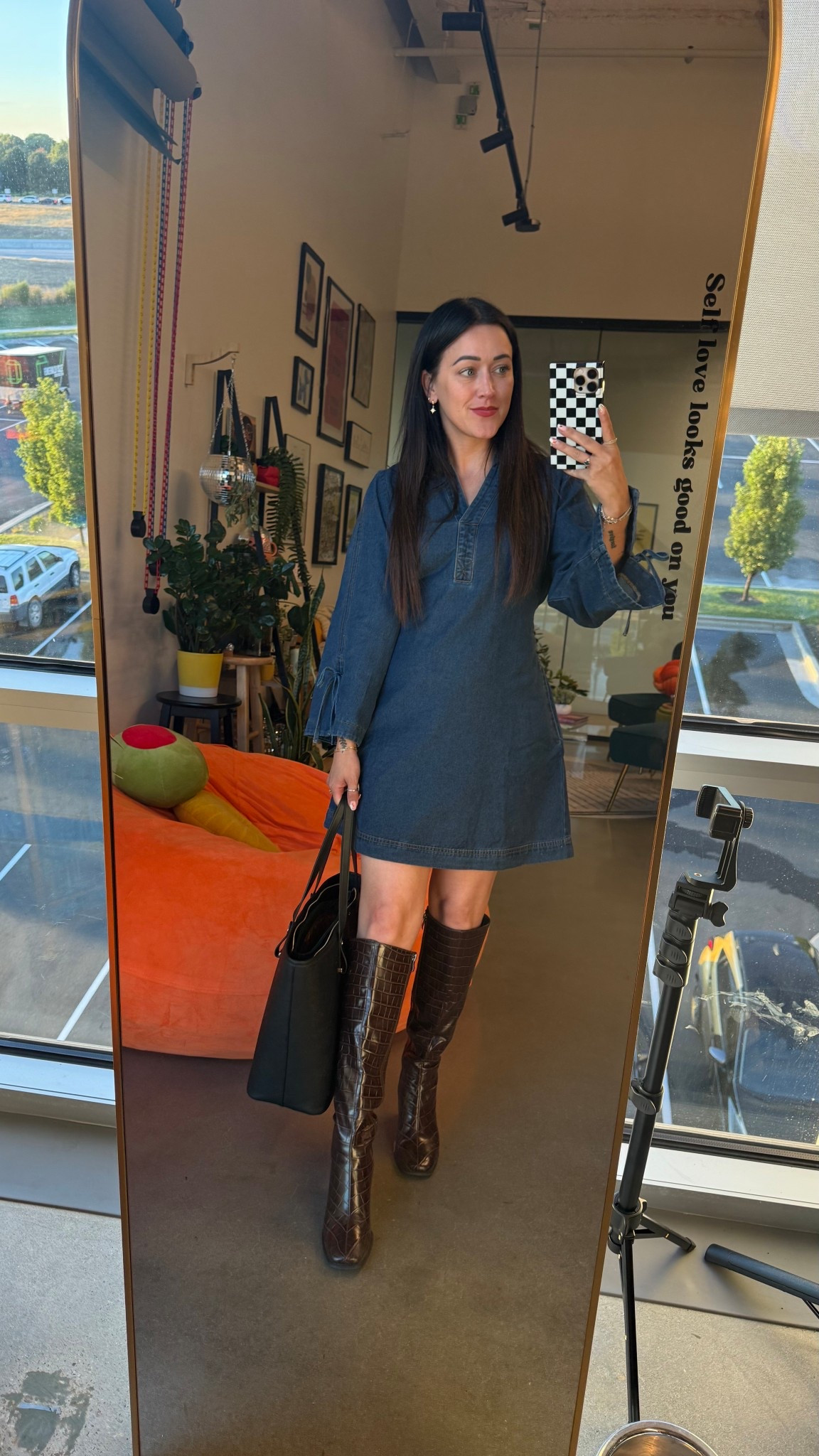 Denim fitted dress from Avara with brown knee high boots


#LTKStyleTip #LTKFindsUnder100 #LTKSeasonal