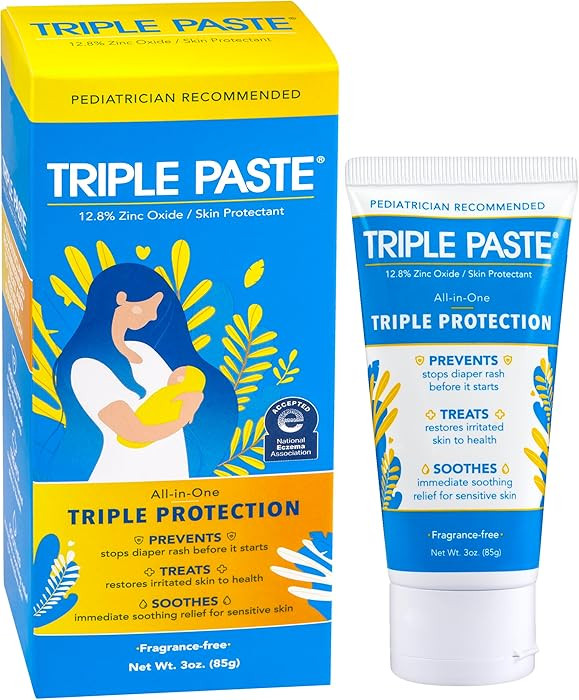 Triple Paste Diaper Rash Cream for Baby - 3 oz Tube – Zinc Oxide Ointment Treats, Soothes & Pre... | Amazon (US)