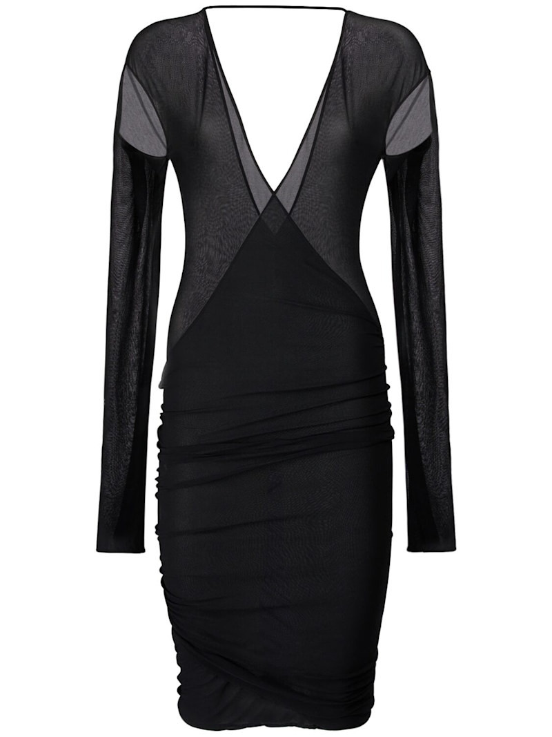 Viscose midi cutout dress - Saint Laurent - Women | Luisaviaroma | Luisaviaroma
