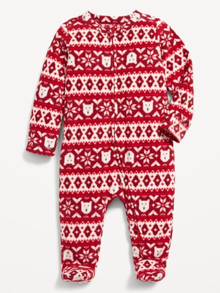 Unisex Sleep & Play 2-Way-Zip Microfleece Footed One-Piece for Baby | Old Navy (US)