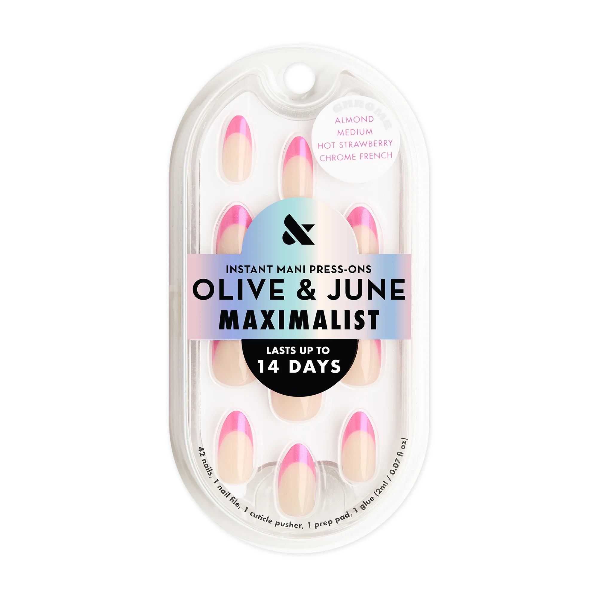 Olive & June Instant Mani Nails Chrome Strawberry French - M Almond | Walmart (US)