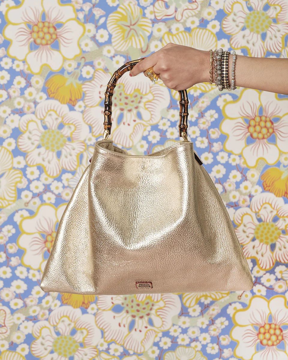 Muriel Tote Tumbled Leather Light Gold | Frances Valentine