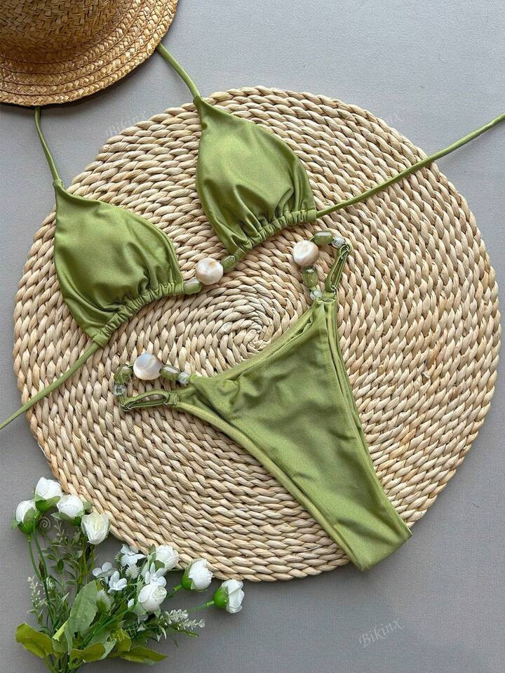 Bikinx 2025 New Women's Sexy European And American Bikini Solid Color Two Pieces Swimsuitv | SHEIN