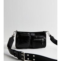 Black Zipped Pocket Faux Leather Crossbody Bag New Look | New Look (UK)