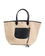 Canvas Le Pliage Large Basket Tote With Leather Handles | New Arrivals | | TJ Maxx