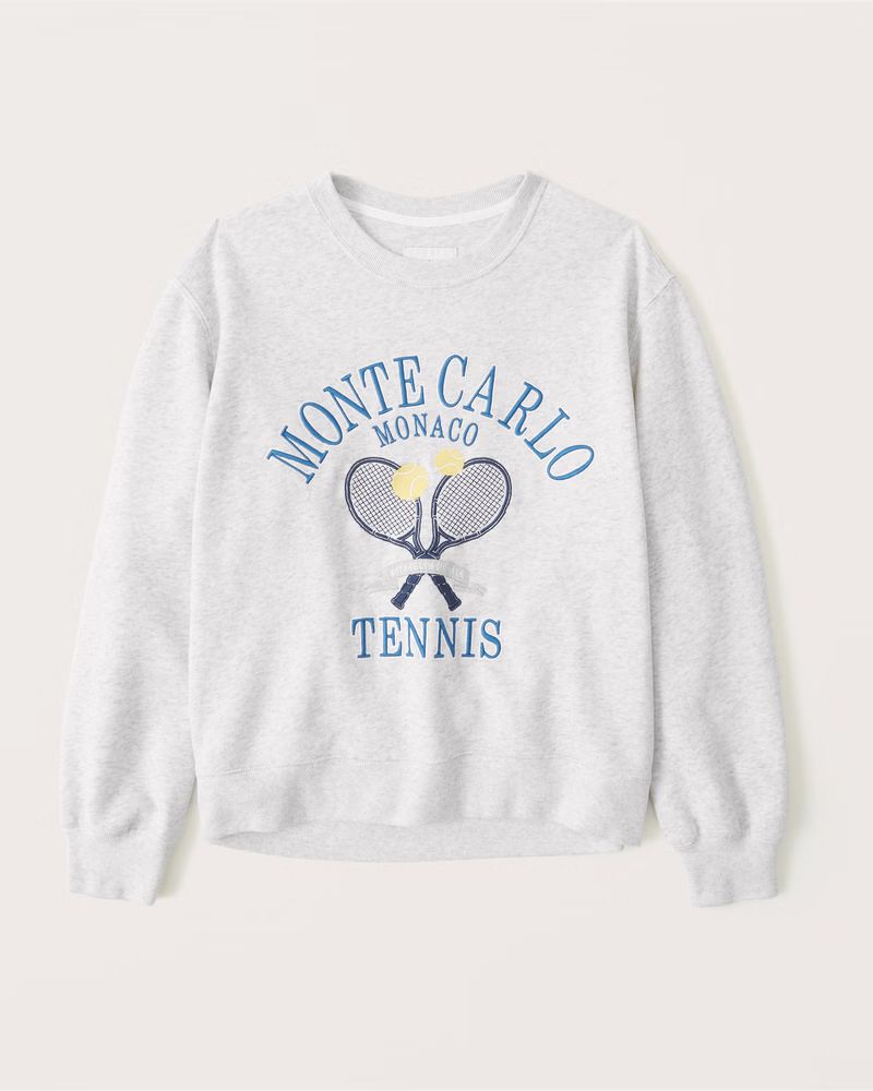 Boyfriend Crew Tennis Graphic Sweatshirt | Abercrombie & Fitch (US)