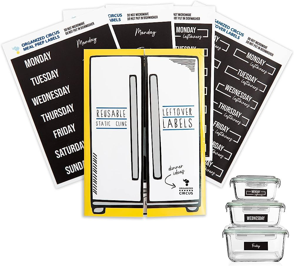 Reusable Food Labels for Food Containers -56 Static Cling Food Label Stickers for Refridgerator/F... | Amazon (US)
