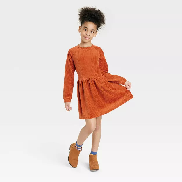 Girls' Long Sleeve Velour Dress - Cat & Jack™ | Target