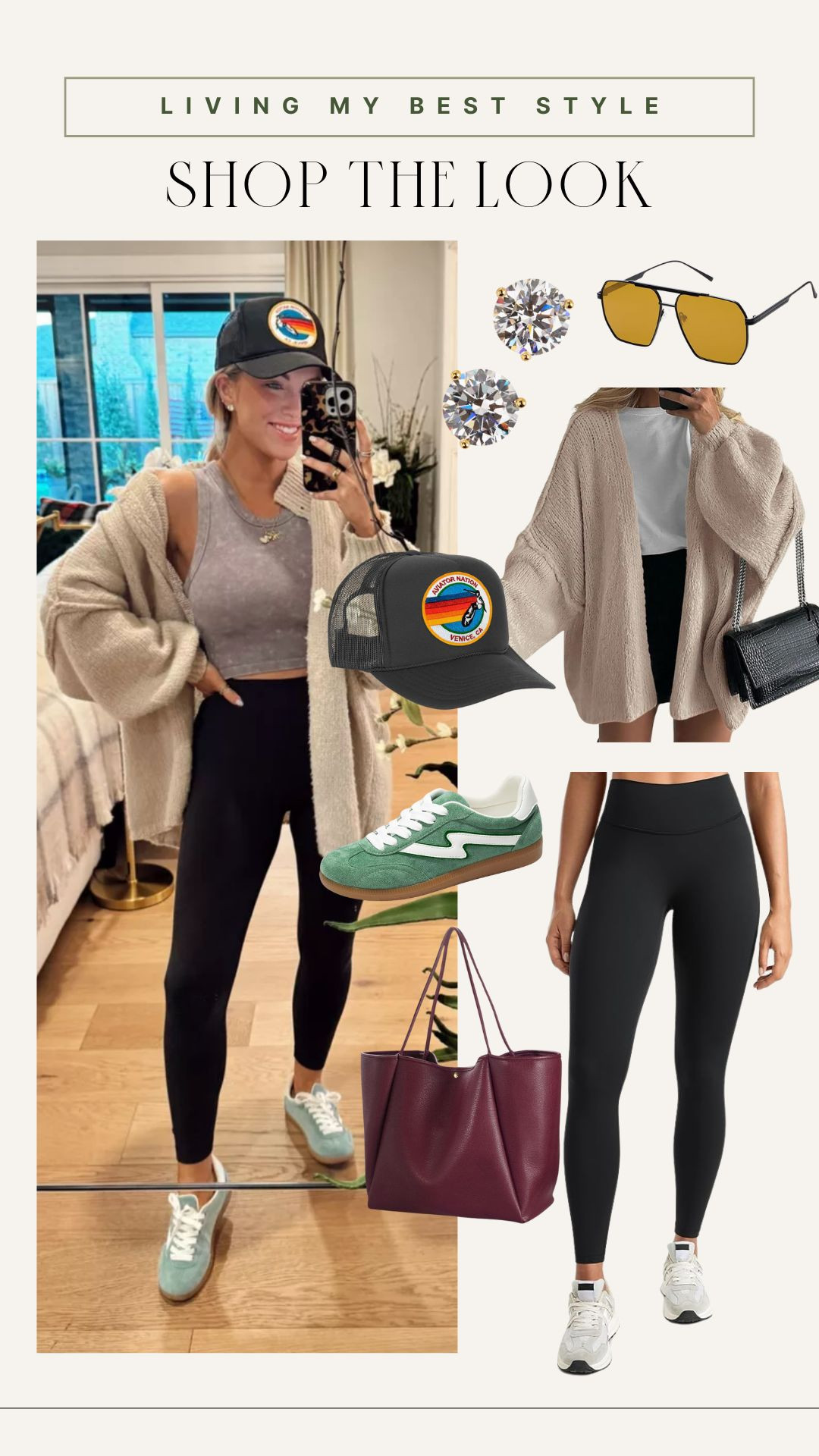 Weekend vibes: this cozy cardigan paired with sleek leggings and retro sneakers is everything you need for a stylish, comfy day. Tap for details! #ComfyStyle #FallWardrobe 

 #LTKCyberWeek #LTKFindsUnder50 #LTKFindsUnder100