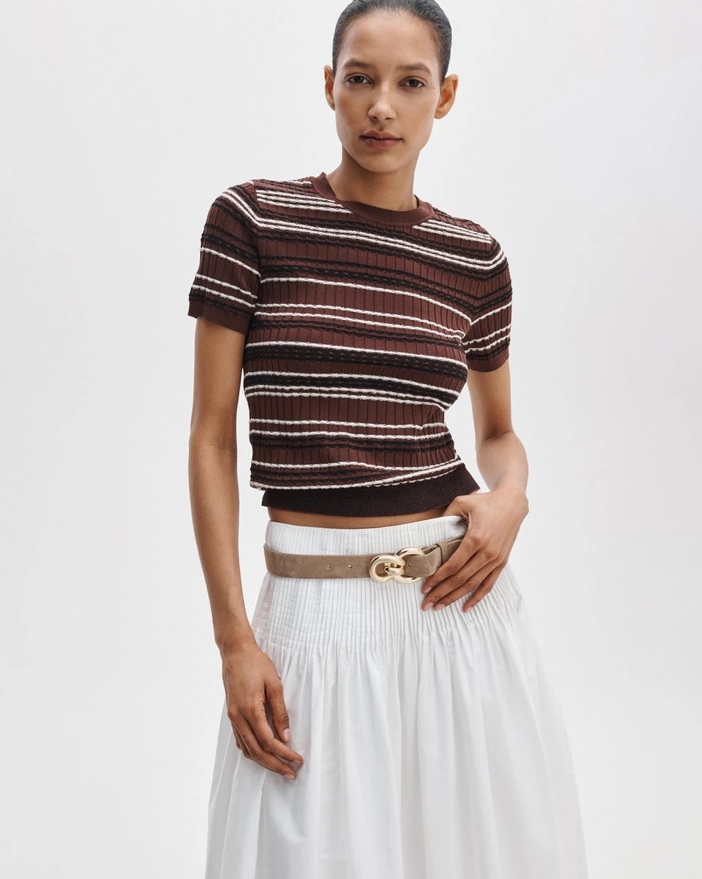 Karina Striped Short-Sleeve Sweater | rag & bone