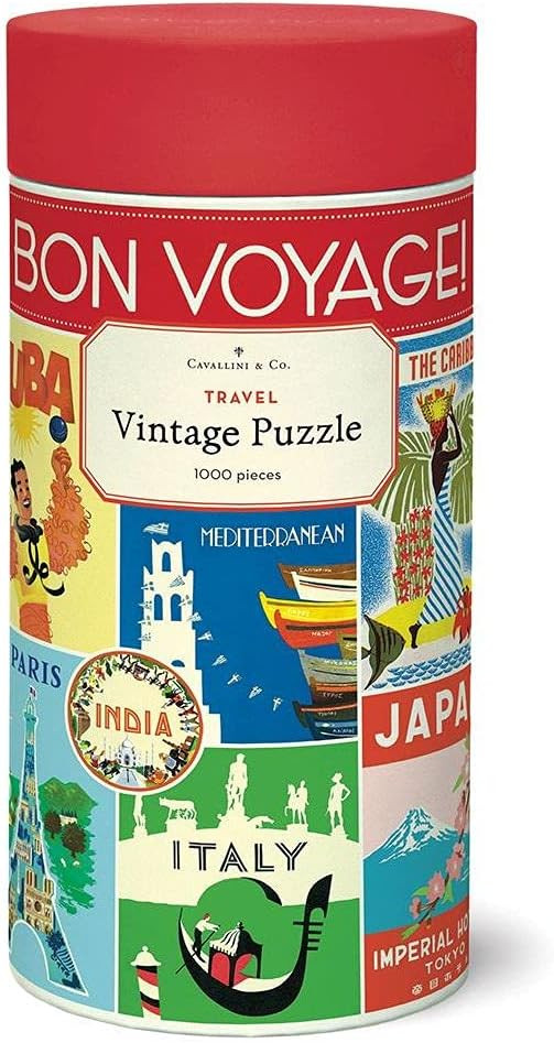 Amazon.com: Cavallini 1000 Piece Puzzle, Vintage Travel (PZL/TRV) : Toys & Games | Amazon (US)