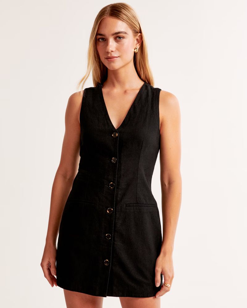 Women's The A&F Mara Linen-Blend Vest Mini Dress | Women's Dresses & Jumpsuits | Abercrombie.com | Abercrombie & Fitch (US)