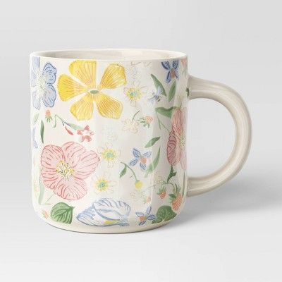 15.1oz Stoneware Floral Mug - Threshold™ | Target