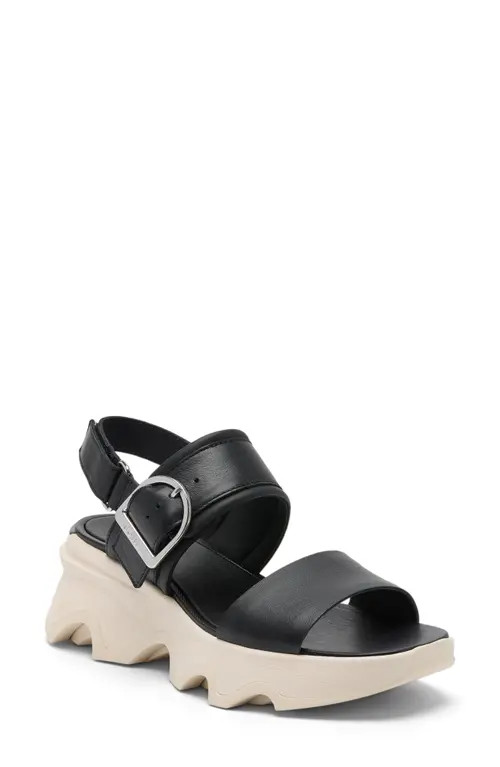 SOREL Kinetic Impact Wedge Slide Sandal in Black/chalk at Nordstrom, Size 8.5 | Nordstrom