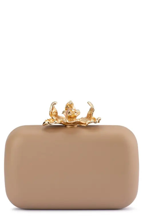 Olga Berg Adele Orchid Lock Frame Clutch in Natural at Nordstrom | Nordstrom