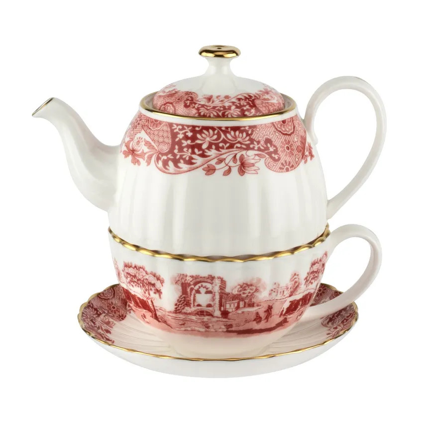 Spode 1770 Italian Tea for One, Cranberry | Fortnum & Mason